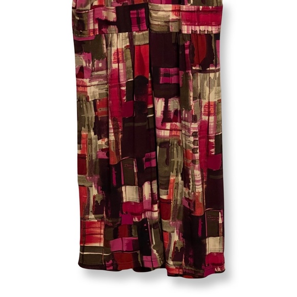 Danny and Nicole Sleeveless Dress Abstract Watercolor Print, V Neckline Size 14 - Picture 6 of 8